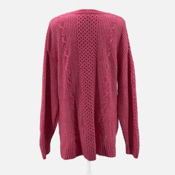 Cabi Elsa Cable Knit Crewneck Pullover Sweater in Pink - Size Medium - Picture 5 of 8